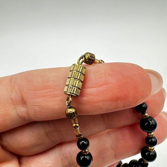 20" VTG multi-gemstone bib-style with brass/antiqued gold tone beads necklace! - Picture 4 of 12